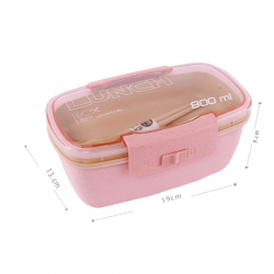 Wheat Straw Microwavable Lunch Box Thermos 300ml Pink